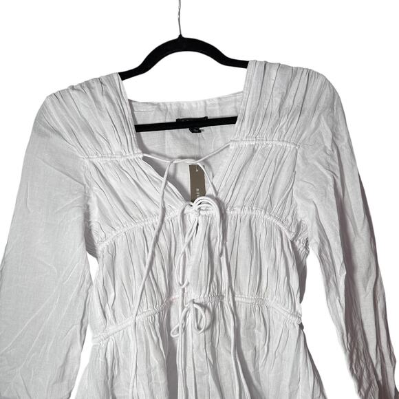 j.crew tiered tie-front dress in beach cotton white ca803 women size xsmall - Picture 4 of 8